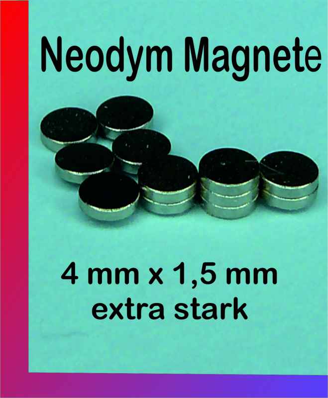Magnet Rund NEODYM 4 x 1,5 mm 20er Set